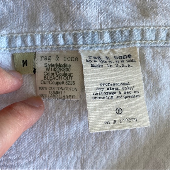 Rag & Bone Acid Denim Wash Leather Jacket, Size M - Picture 6 of 8